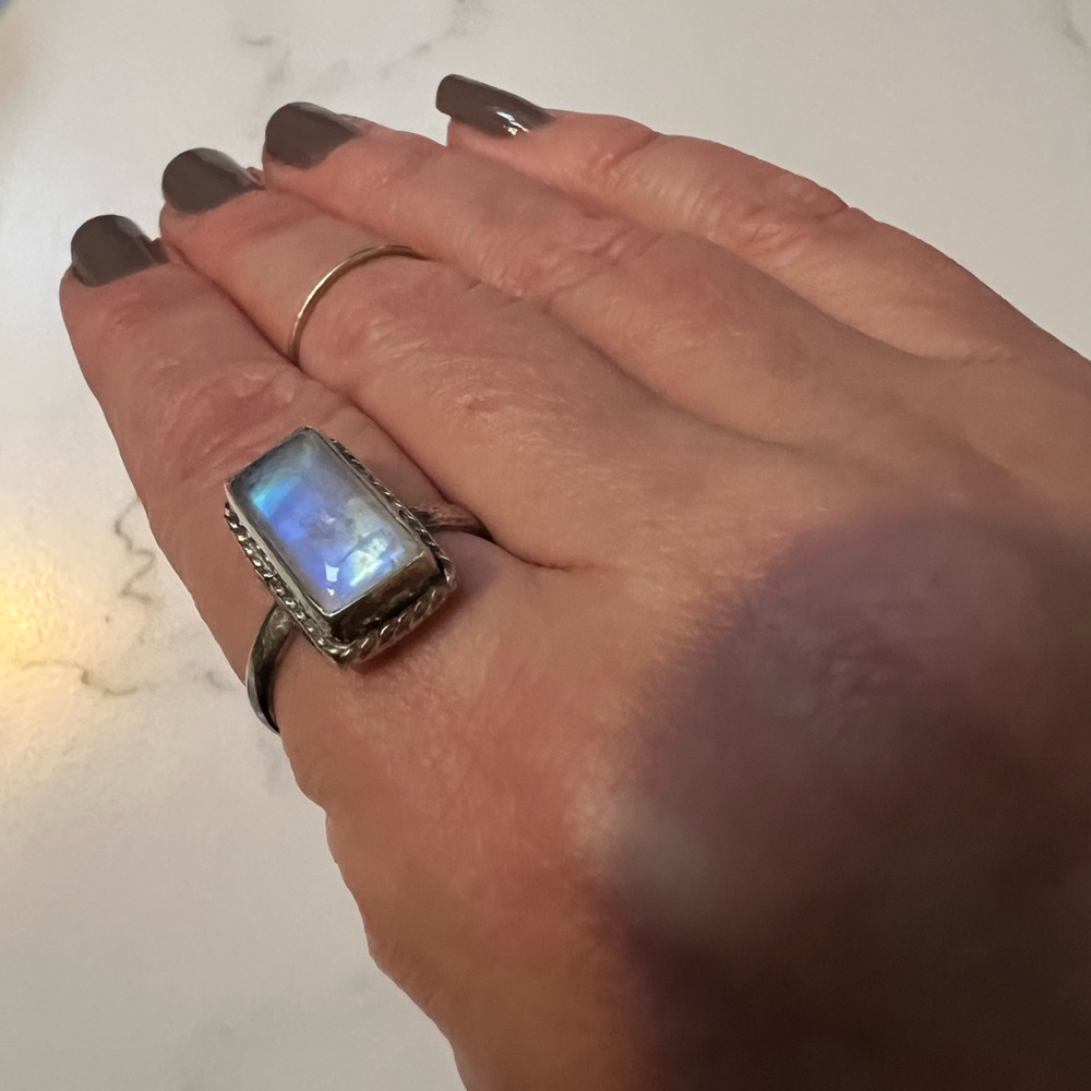 Rectangular Moonstone Ring 8.5
